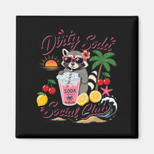 Dirty Soda Social Club Racoon Summer Vacation Magnet