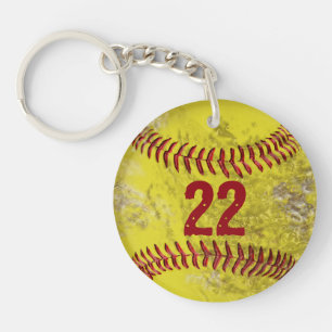 Dirty Softball Keychains PERSONALIZED Number