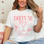 Dirty Thirty 30th Birthday Party Custom Matching T-Shirt<br><div class="desc">Step into your thirties with style and sass with our Dirty Thirty 30th Birthday Party Custom Matching T-Shirt! Designed to make your milestone celebration unforgettable, this vibrant coral pink tee screams 'birthday fun' louder than the candles on your cake. Whether you're the birthday girl yourself or searching for the ultimate...</div>