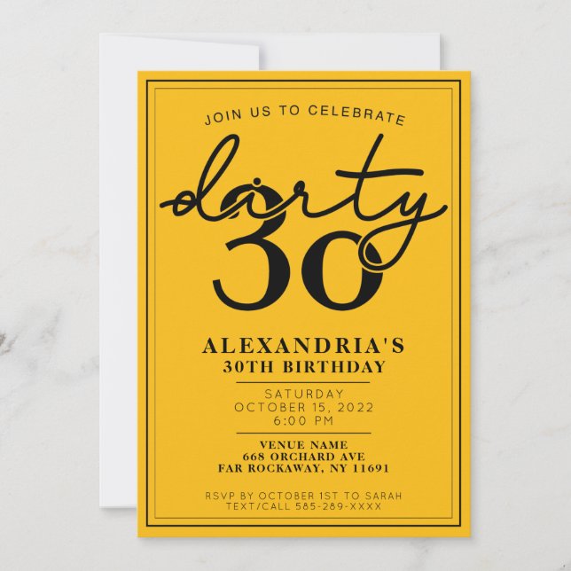 Dirty Thirty - 30th Birthday Party Invitation (Front)