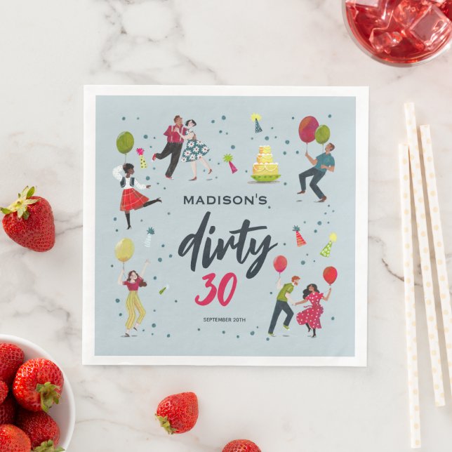 Dirty Thirty 30th Birthday Party Invitation Napkin (Insitu)