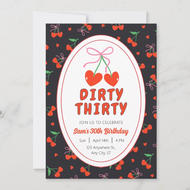 Dirty Thirty 30th Birthday Party Invite (Front)