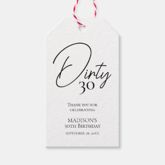 Dirty Thirty 30th Black & White Birthday Gift Tags