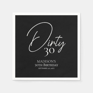 Dirty Thirty 30th Black & White Birthday Napkin