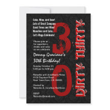 Dirty Thirty Birthday Black White Red Template G20