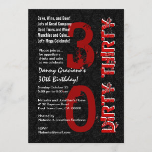 Dirty Thirty Birthday Black White Red Template G20