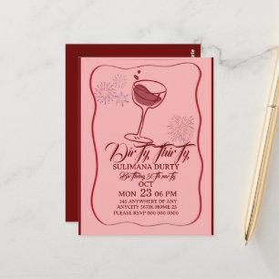 Dirty thirty birthday invitation template, cherry  postcard