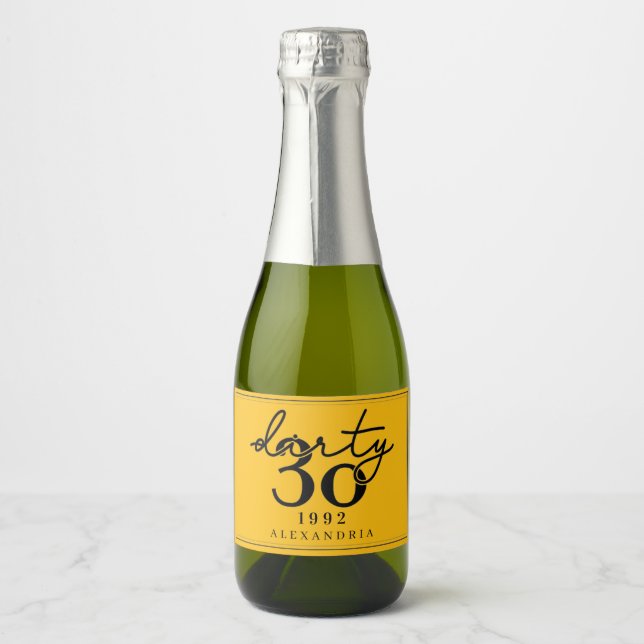 Dirty Thirty - Birthday - Mini Sparkling Wine Labe Sparkling Wine Label (Front)