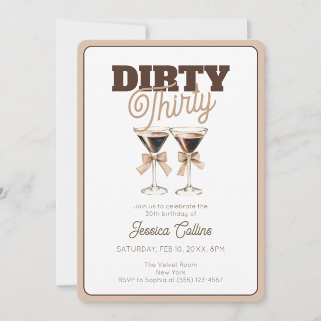 Dirty Thirty Espresso Cocktail 30th Birthday Party Invitation (Front)