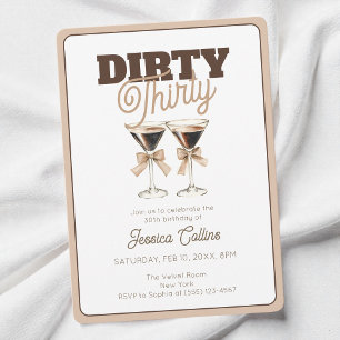 Dirty Thirty Espresso Cocktail 30th Birthday Party Invitation