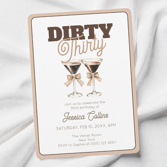 Dirty Thirty Espresso Cocktail 30th Birthday Party Invitation (Dirty Thirty Espresso Cocktail 30th Birthday Party Invitation)