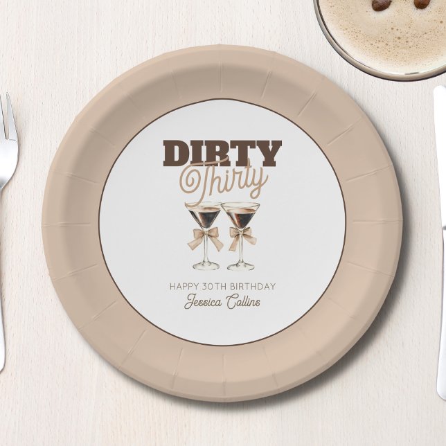Dirty Thirty Espresso Cocktail Retro 30th Birthday Paper Plate (Dirty Thirty Espresso Cocktail Retro 30th Birthday Paper Plates)