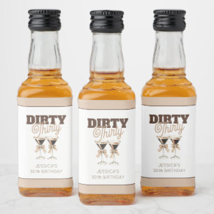 Dirty Thirty Espresso Martini 30th Birthday Party Liquor Bottle Label
