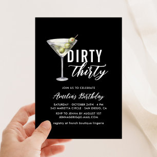 Dirty Thirty Martini 30th Birthday Invitation