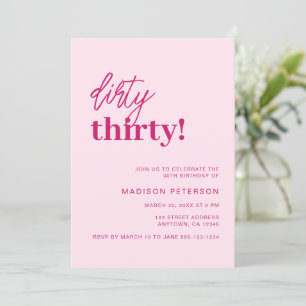 Dirty Thirty Modern Blush Pink Birthday Party Invitation