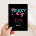 Dirty Thirty Neon Blue & Pink 30TH Birthday Invitation<br><div class="desc">This bright and fun neon blue & pink design is ready to customise for a birthday party!</div>