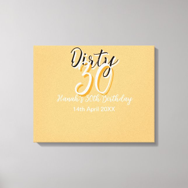 Dirty thirty orange white simple retro birthday ad canvas print (Front)