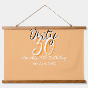 Dirty thirty orange white simple retro birthday ad hanging tapestry