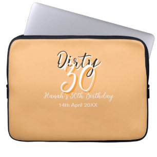Dirty thirty orange white simple retro birthday ad laptop sleeve