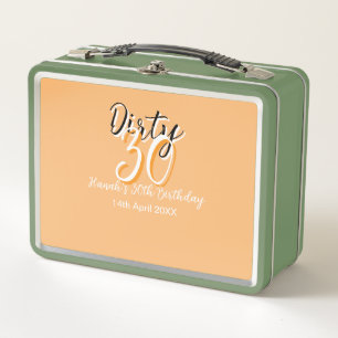 Dirty thirty orange white simple retro birthday ad metal lunch box