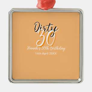Dirty thirty orange white simple retro birthday ad metal tree decoration