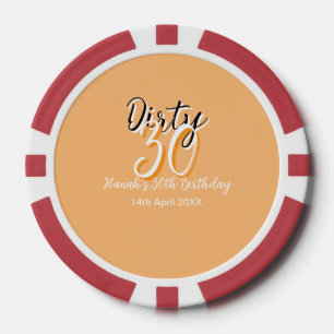 Dirty thirty orange white simple retro birthday ad poker chips