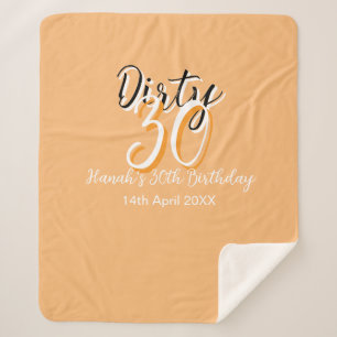 Dirty thirty orange white simple retro birthday ad sherpa blanket