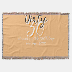 Dirty thirty orange white simple retro birthday ad throw blanket
