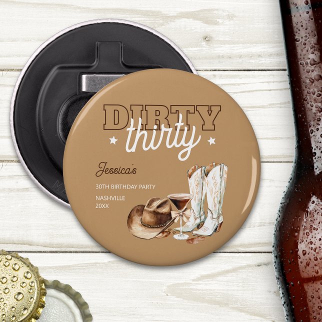 Dirty Thirty Western Country 30th Birthday Party Bottle Opener (Dirty Thirty Western Country 30th Birthday Party Bottle Opener)
