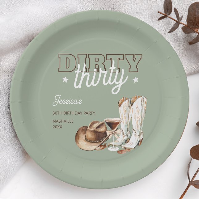 Dirty Thirty Western Rodeo 30th Birthday Party Paper Plate (Dirty Thirty Western Rodeo 30th Birthday Party Paper Plates)
