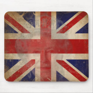 Dirty U.K. Flag Mousepad with Queen Elizabeth II