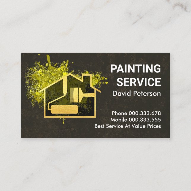 Dirty Wall Paint Splatter Painting Business Card (Front)