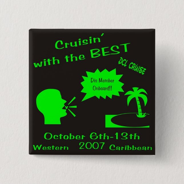 dis boards pin11 15 cm square badge (Front)
