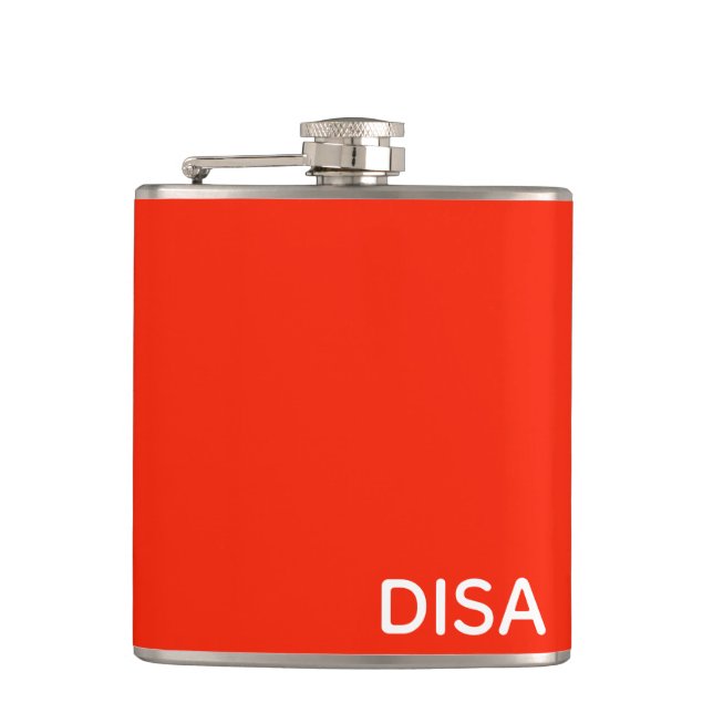 Disa Red color name Hip Flask (Front)