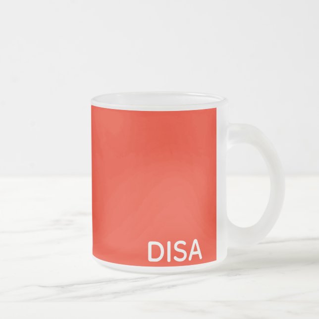Disa Red colour name Frosted Glass Coffee Mug (Right)