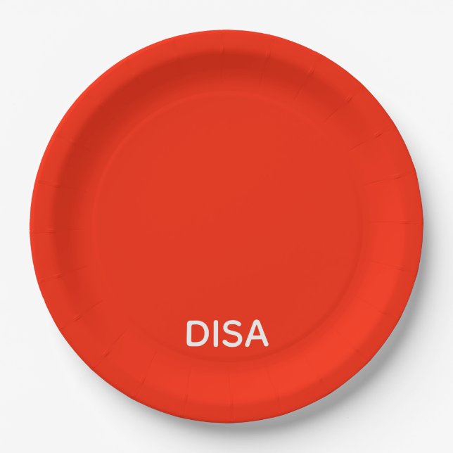 Disa Red colour name Paper Plate (Front)
