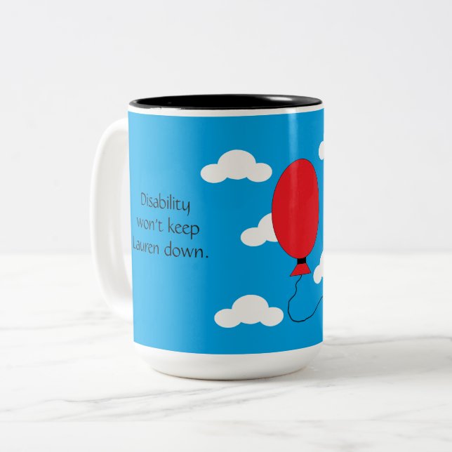 Disability and Confidence:  Blue Two-Tone Coffee Mug (Front Left)