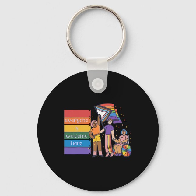 Disability Pride Everyone Is Welcome Here.png  Key Ring (Front)