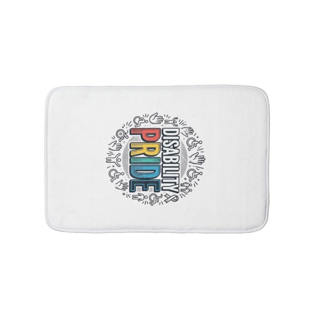 Disability Pride Vintage Inclusive Awareness Shirt Bath Mat (Front)