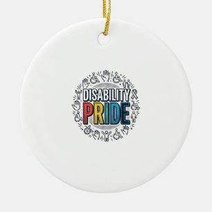 Disability Pride Vintage Inclusive Awareness Shirt Ceramic Tree Decoration