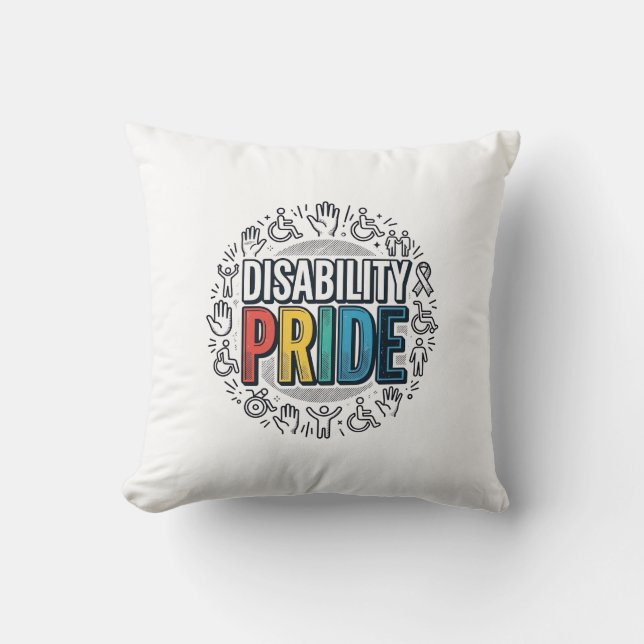 Disability Pride Vintage Inclusive Awareness Shirt Cushion (Front)