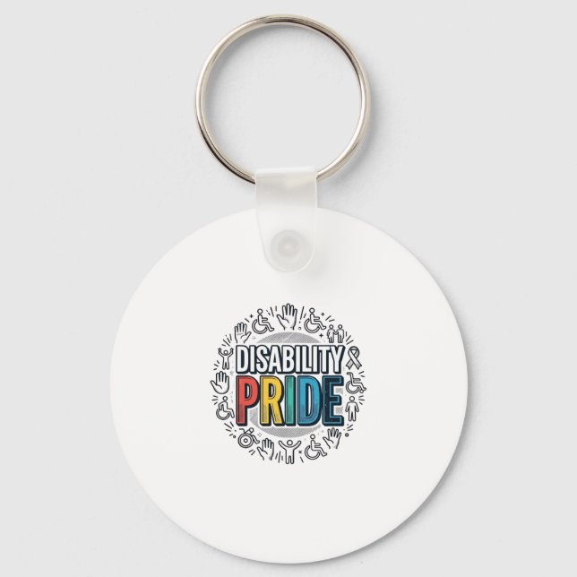Disability Pride Vintage Inclusive Awareness Shirt Key Ring (Front)