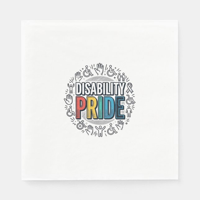 Disability Pride Vintage Inclusive Awareness Shirt Napkin (Front)