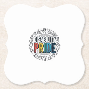 Disability Pride Vintage Inclusive Awareness Shirt Paper Coaster