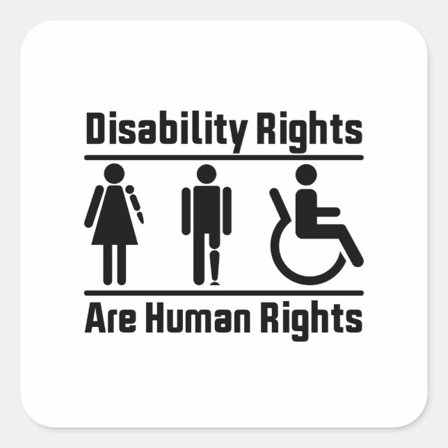 Disability Rights Are Human Rights Square Sticker (Front)