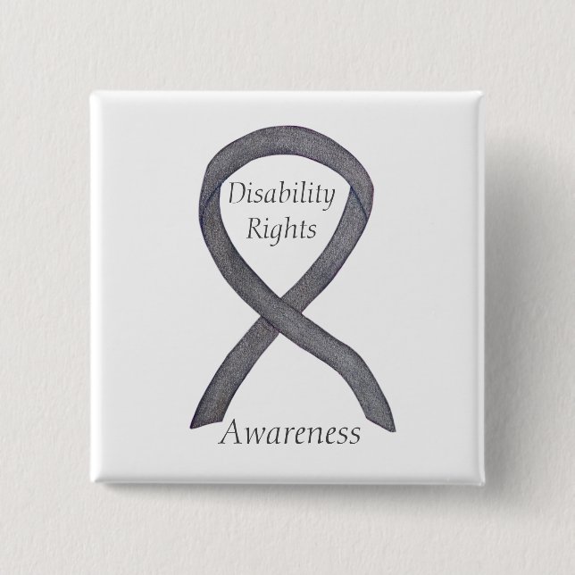 Disability Rights Awareness Ribbon Custom Pin (Front)
