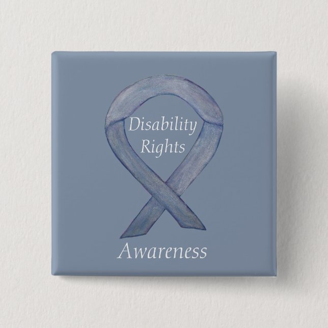 Disability Rights Awareness Ribbon Custom Pin (Front)