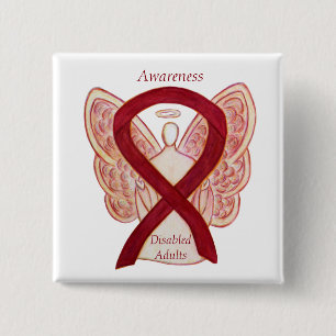 Disabled Adults Awareness Angel Ribbon Art Pin