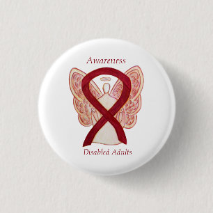 Disabled Adults Awareness Angel Ribbon Art Pin
