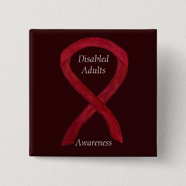 Disabled Adults Awareness Ribbon  Custom Art Pin (Front)